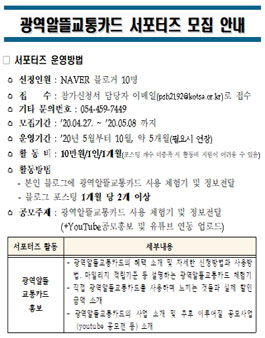 한국교통안전공단 2020 광역알뜰교통카드 블로그 서포터즈 모집.