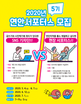 [해양수산부, 한국연안협회]  2020년 5기 연안 서포터스 모집.