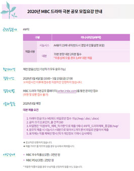 2020년 MBC 드라마 극본 공모.