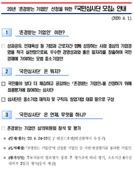 2020년 존경받는 기업인 선정 국민심사단 모집.