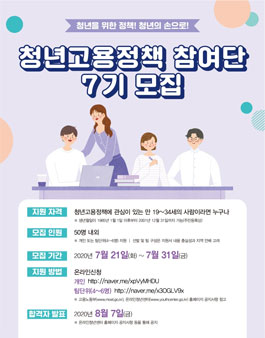 고용노동부 청년고용정책 참여단 7기 모집.