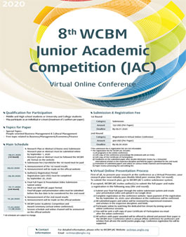 WCBM 2020 Junior Academic Competition (JAC) Virtual Online Conference.