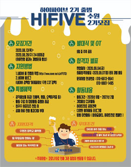 하이트진로 서포터즈 하이파이브(HIFIVE) 수원 2기 모집.