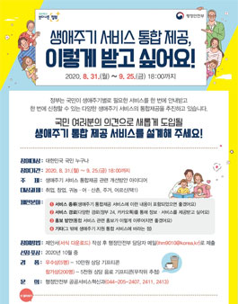 생애주기 서비스 통합 제공, 이렇게 받고 싶어요! 공모전.