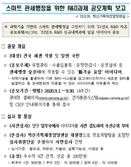 스마트 관세행정을 위한 R&D과제 공모전.