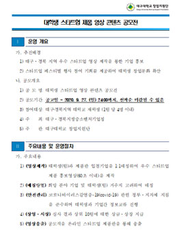 2020 대구경북 스타트업 페스티벌 대학생 스타트업 제품 영상 콘텐츠 공모전.
