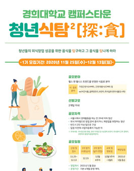 경희대학교 캠퍼스타운 청년식탐²[探:貪] 1기 모집 (기간연장).