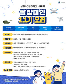 방위사업청 팔방미인 11기 모집.
