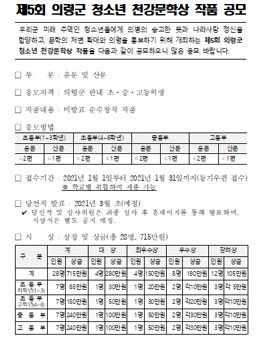 제5회 의령군 청소년 천강문학상 작품 공모전.