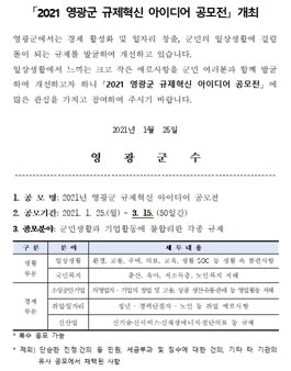 2021 영광군 규제혁신 아이디어 공모전.