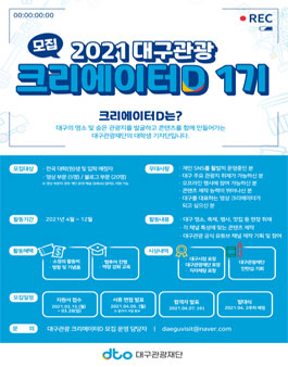 2021 대구관광재단 SNS 기자단, 크리에이터D 1기 모집.