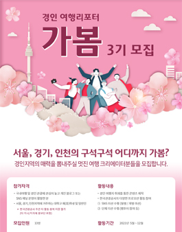 2021 한국관광공사 경인지사 여행리포터 가봄 3기 모집.
