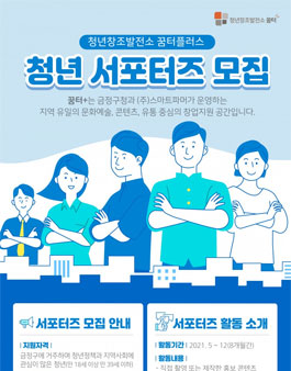 2021 청년 창조 발전소 꿈터 청년 서포터즈 모집.