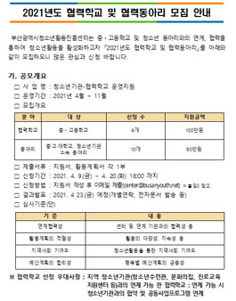 2021년 부산광역시청소년활동진흥센터 협력동아리 모집.