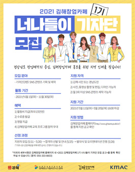 2021 김해창업카페 1기 너나들이 기자단 모집.