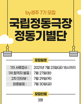 2021 국립정동극장 서포터즈 정동기별단by경주 7기 모집.