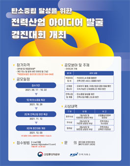 탄소중립 달성을 위한 전력산업 아이디어 발굴 경진대회.