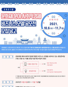 2021년 문화재 분야 사회적경제 비즈니스 모델 공모전.