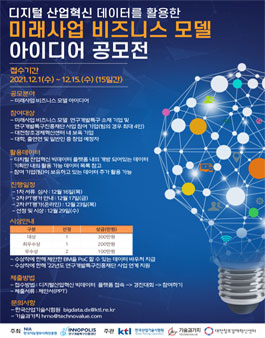 디지털 산업혁신 데이터를 활용한 미래사업 비즈니스모델 아이디어 공모전.