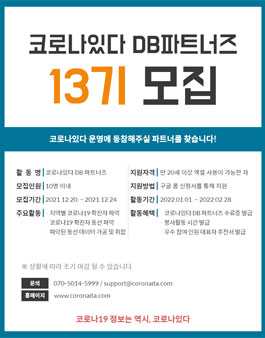 CORONAITA(코로나있다) DB 파트너즈 13기 선발.