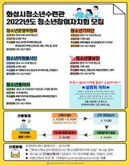2022 화성시청소년수련관 참여자치기구 모집.