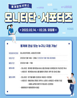 2022년 통계정보서비스 모니터단 및 서포터즈 모집.
