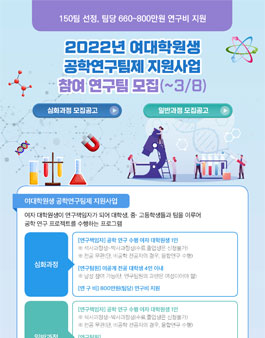 2022년 여대학원생 공학연구팀제 참여 연구팀 모집.