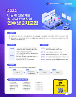 2022년 이공계 전문기술 연수(석·박사)사업 연수생 모집.