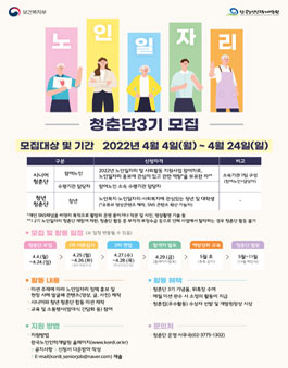 한국노인인력개발원 서포터즈 노인일자리 청춘단 3기 모집.