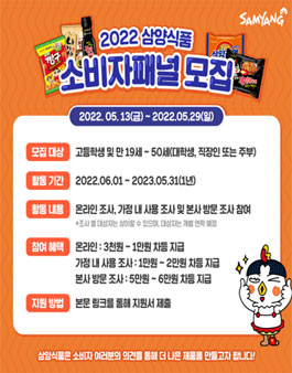 삼양식품 2022 소비자 패널 모집.