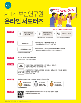 2022년 제1기 보험연구원 온라인 서포터즈 모집.