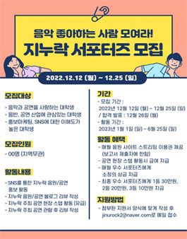 지누락엔터테인먼트 2023 상반기 서포터즈 모집.
