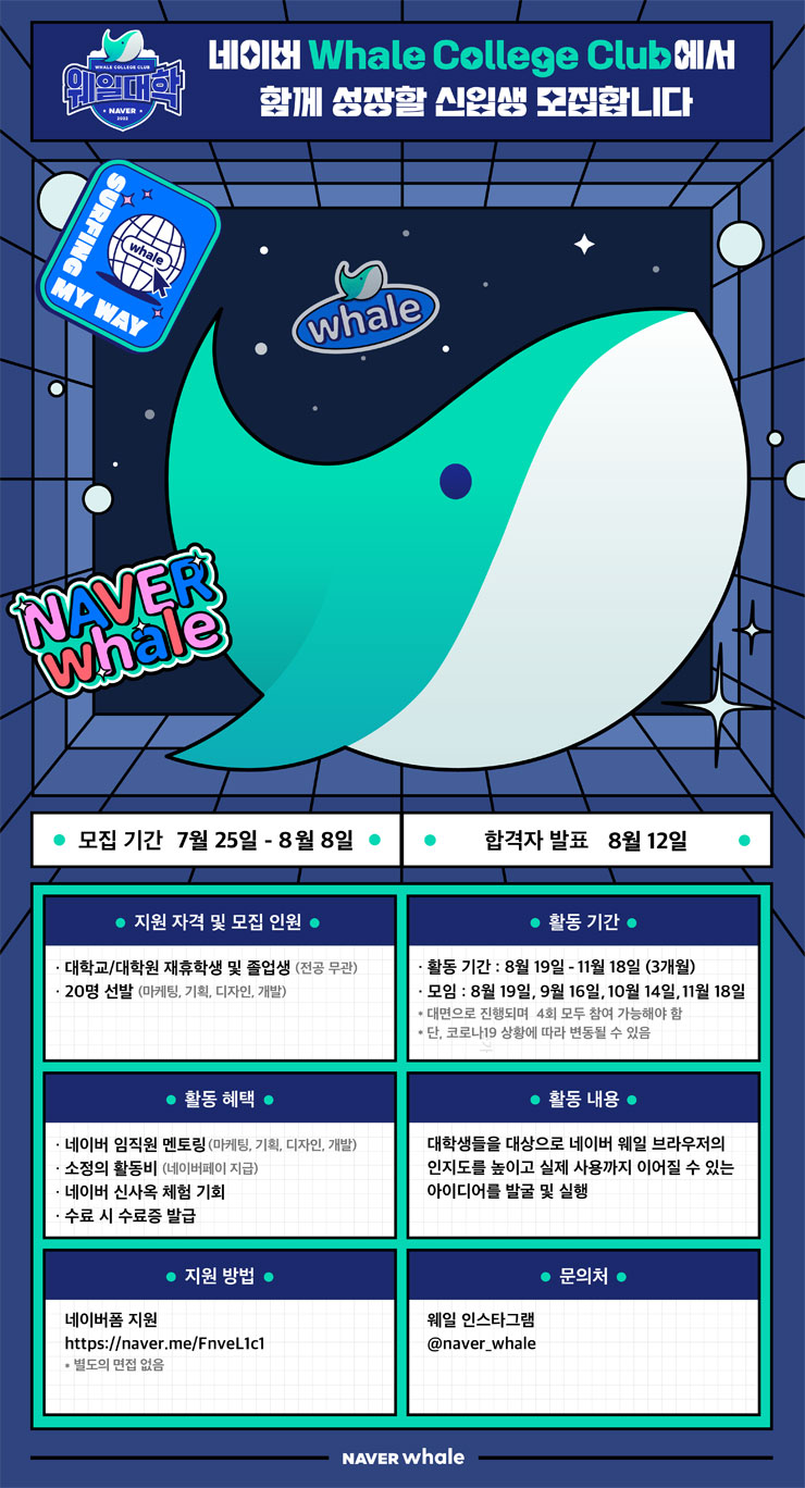 네이버 웨일대학 대학생 서포터즈 모집