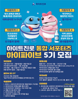 2023년 하이트진로 대구경북 통합 서포터즈 하이파이브 5기 모집.