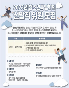 2023년 청소년특별회의 선발직 위원 모집.