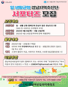 2023년 일·생활균형 경남지역추진단 서포터즈 모집.