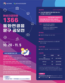 여성긴급전화1366 통화연결음 문구 공모전.