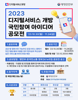 2023 디지털서비스 개방 국민참여 아이디어 공모전.