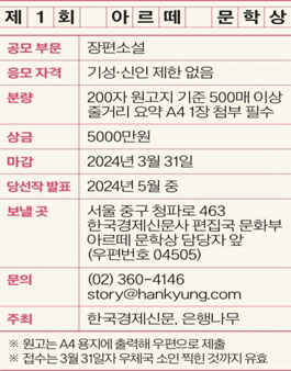 제1회 아르떼 문학상.