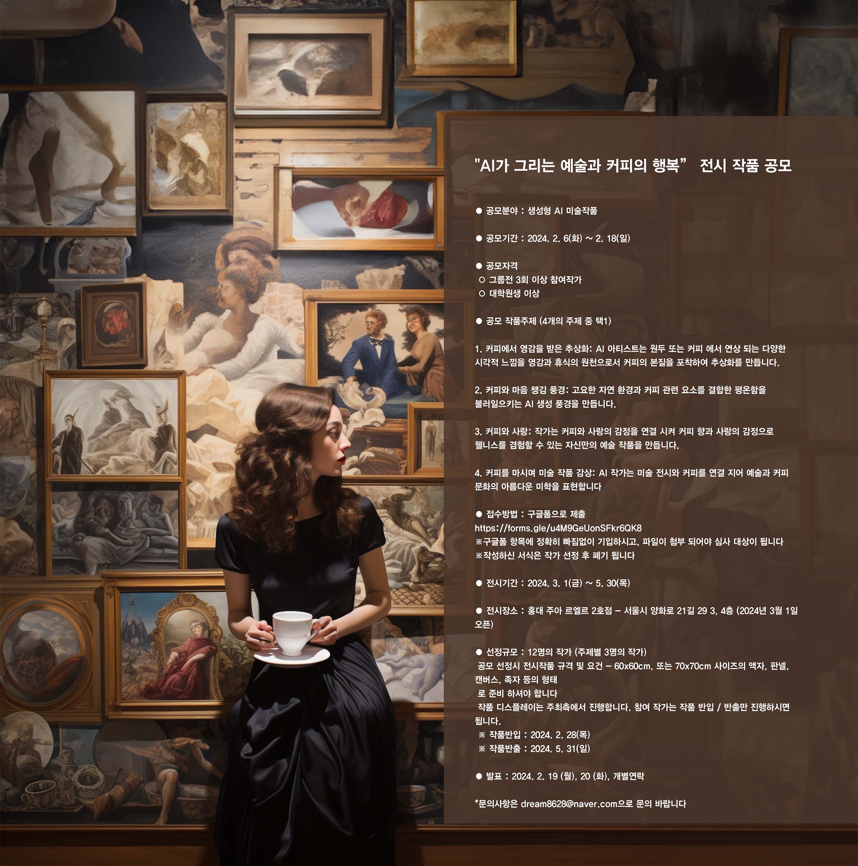 AI가 그리는 예술과 커피의 행복 전시 작품 공모 | 공모전 대외활동 - 위비티 AI가 그리는 예술과 커피의 행복 전시 작품 공모