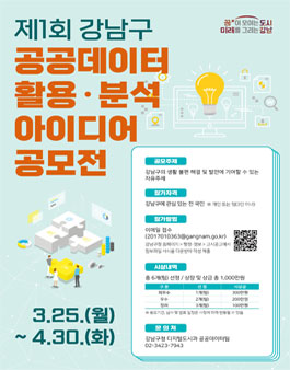 제1회 강남구 공공데이터 활용·분석 아이디어 공모전.