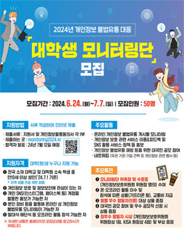 2024년 개인정보 불법유통 대응 대학생 모니터링단 모집