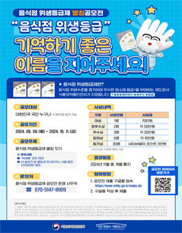 [식품의약품안전처] 음식점 위생등급제 별칭 공모전