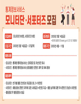 2025년 통계청 통계정보서비스 모니터단 및 서포터즈 모집