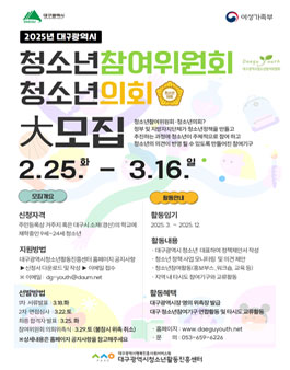 2025년 대구광역시 청소년참여위원회·청소년의회 모집