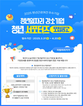 2025년 청년일자리 강소기업 청년서포터즈 모집