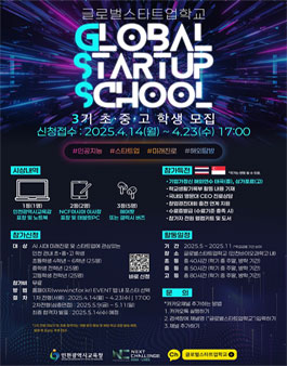 인천광역시교육청 2025 글로벌스타트업학교 3기인천 청소년 모집.