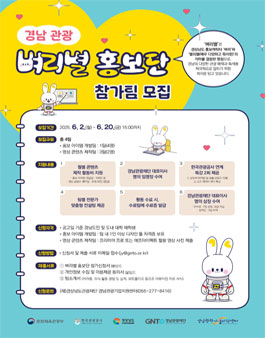 경남 관광 벼리별 홍보단 참가팀 모집