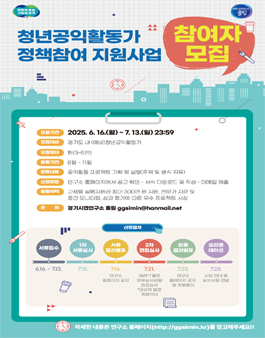 2025 청년공익활동가 정책참여 지원사업 참가팀 모집.