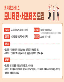 2026년 국가데이터처 통계정보서비스 모니터단 및 서포터즈 모집